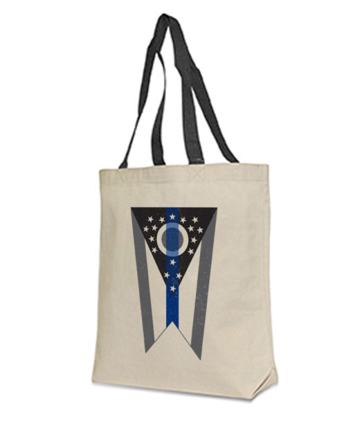 Ohio Flag Blue Line Tote Bag